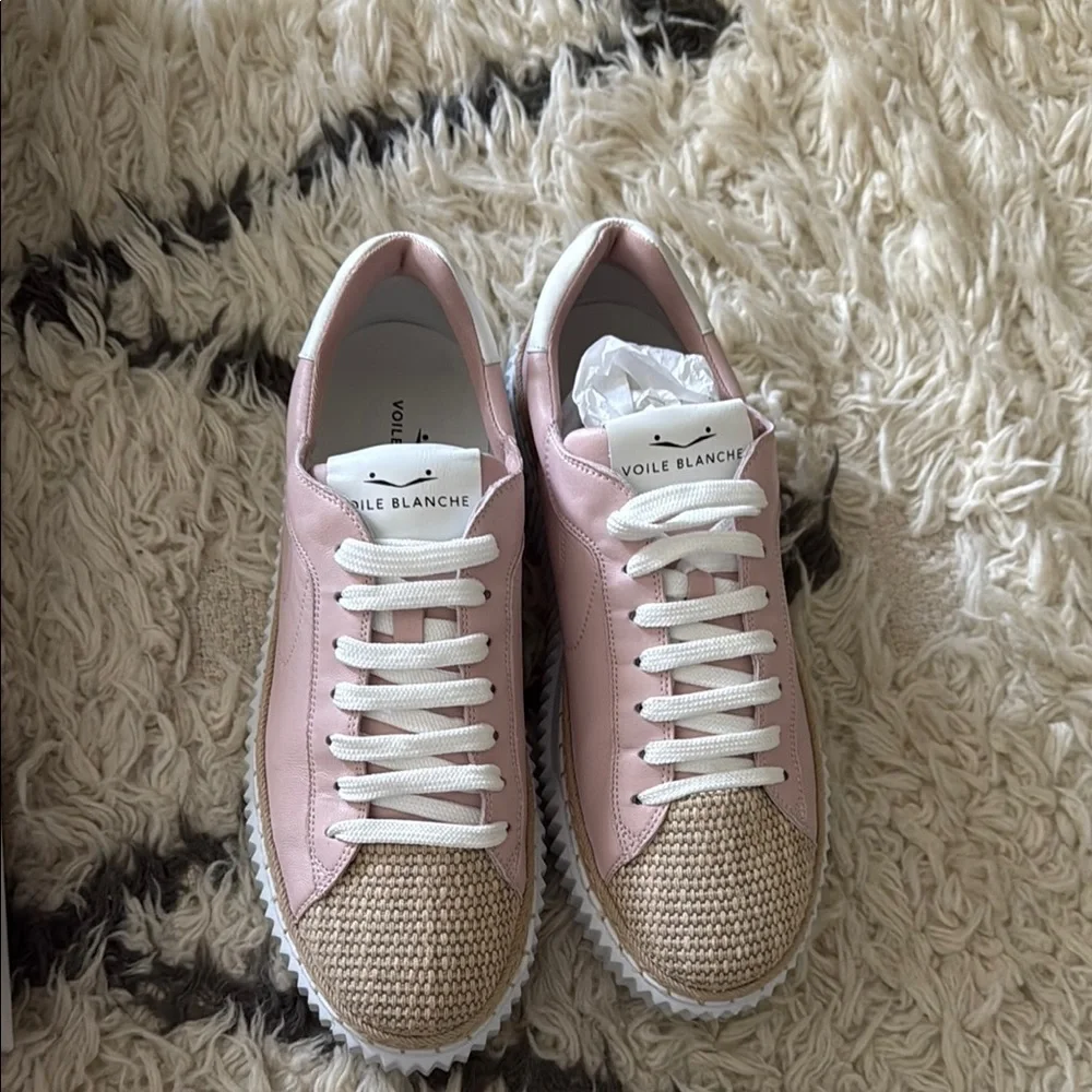 Voile Blanche Pink and Tan Sneakers Sleek Design - Picture 3 of 6